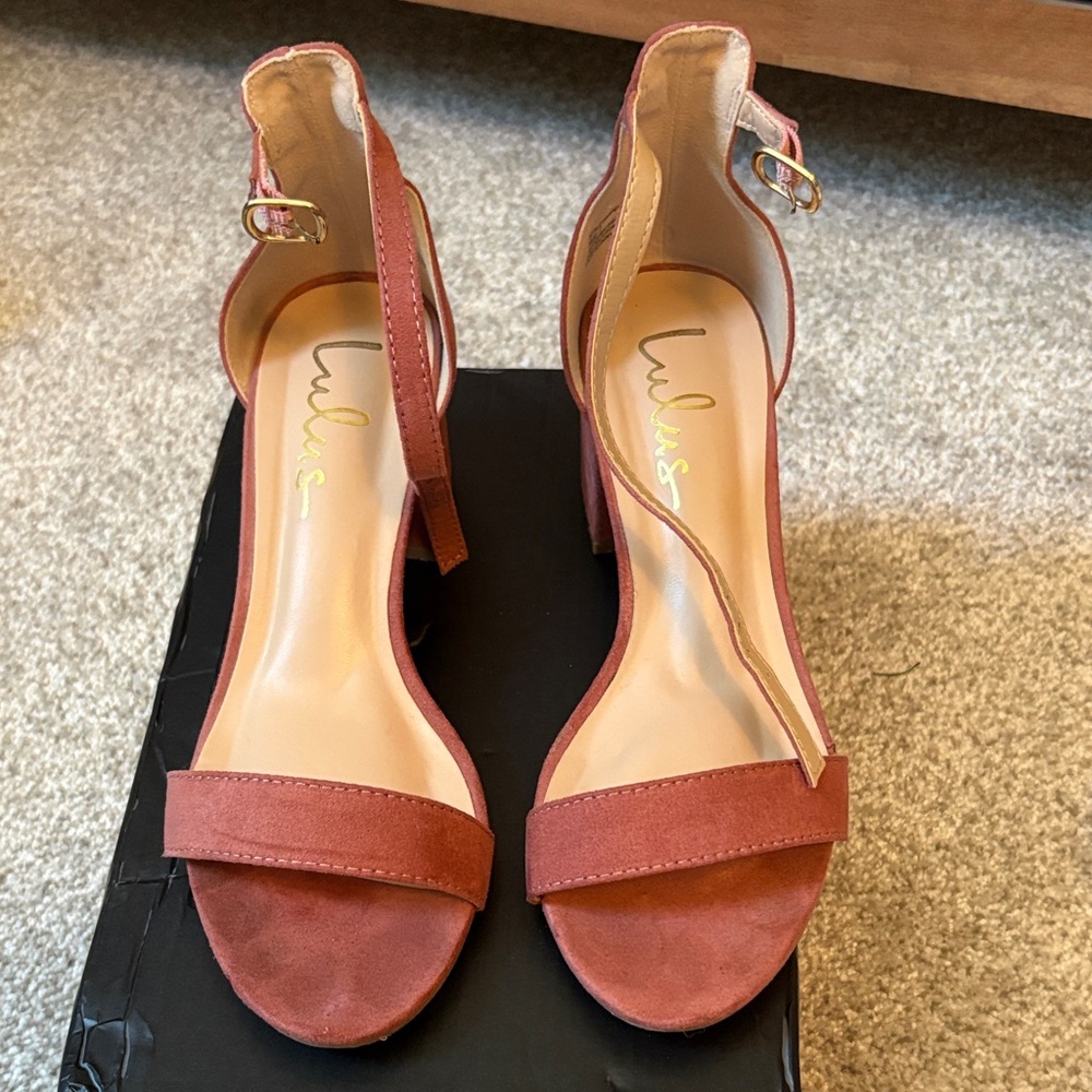 Lulu's Dusty Rose Ankle-Strap Block Heels